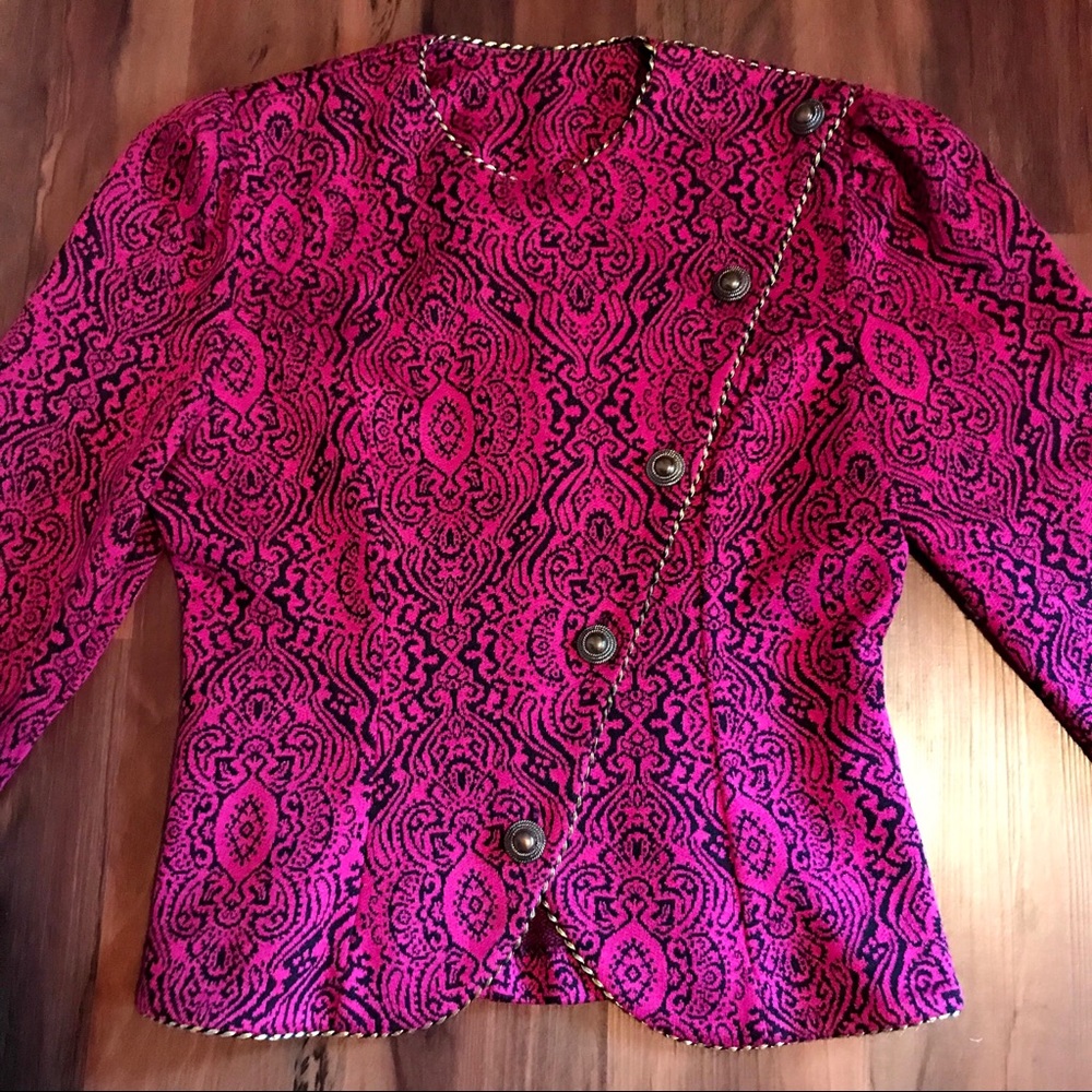 Pink and Black Brocade Blazer